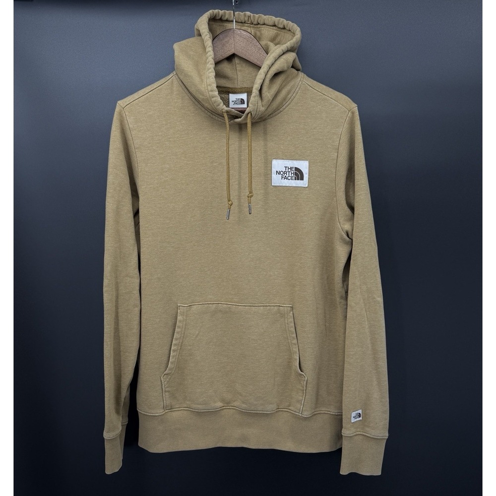 The North Face Hoodie Mens Medium Tan Logo Pullover Hooded Sweatshirt Kangaroo